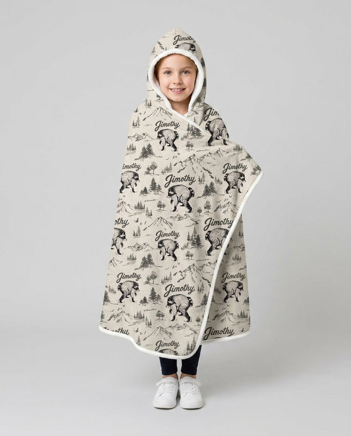 Vintage Jimothy Racoon Family Matching Bamboo Wearable Hooded Blanket