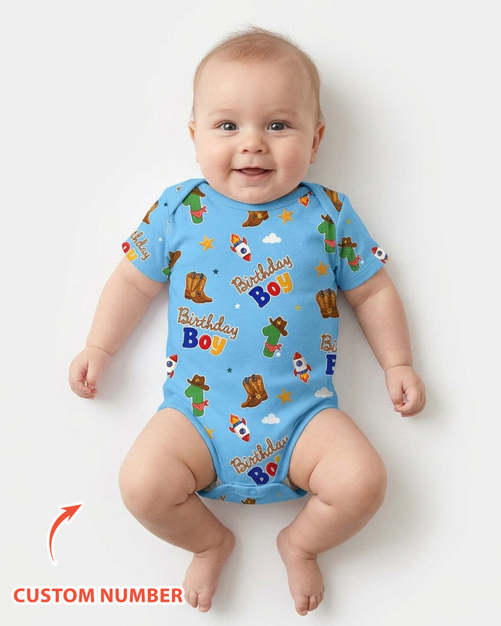 Custom Birthday Western Boy Bamboo Bodysuit