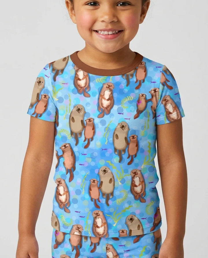 Otterly Together Bamboo Two Piece Short Sleeve Shorts Pajama Set
