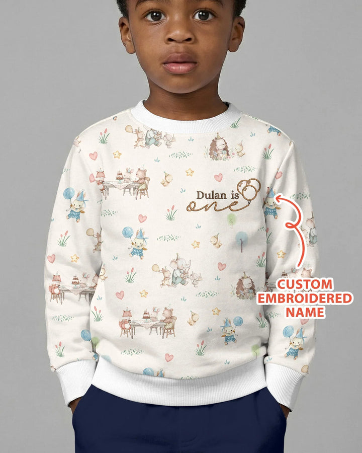 Custom Embroidered Name Birthday Baby Bamboo Crewneck Sweatshirt