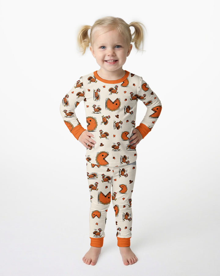 Thanksgiving Pumpkin Pie Chasing Bamboo Two Piece Long Sleeve Pajama Set