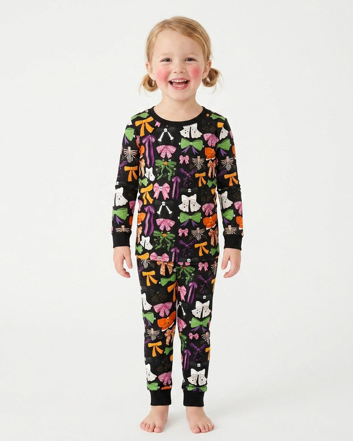 Halloween Coquette Bows Bamboo Two Piece Long Sleeve Pajama Set