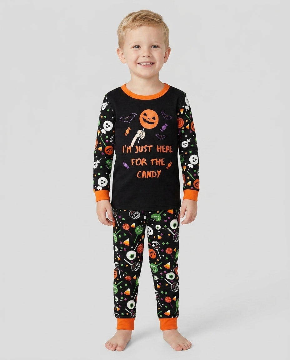 Halloween Lolipop I'm Just Here For The Candy Bamboo Two Piece Long Sleeve Pajama Set