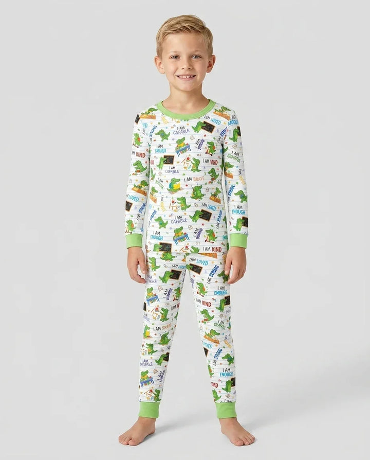 Brave Gator Days Bamboo Two Piece Long Sleeve Pajama Set