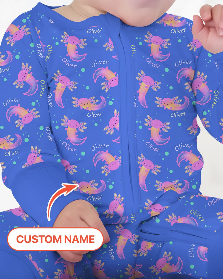 Axolotl Glow Custom Name Bamboo Convertible Zippy