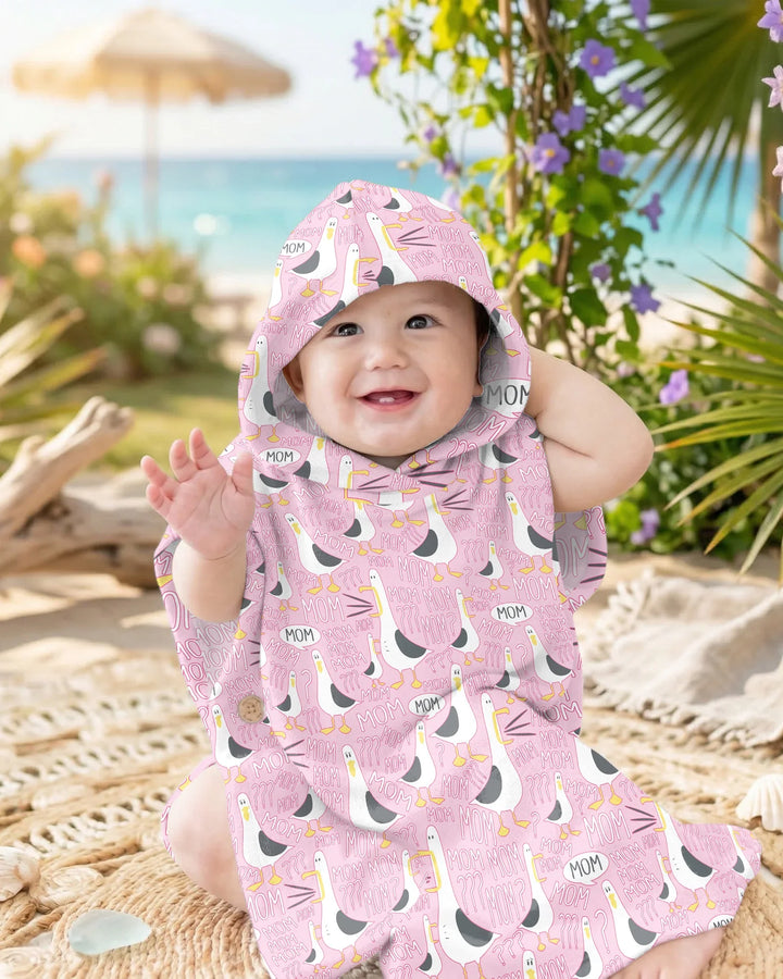 Funny Seagull MOM Bamboo Swim Poncho