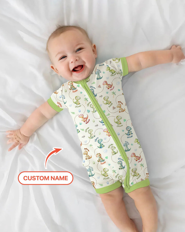 Personalized Dino Friends Bamboo Shorty Zippy
