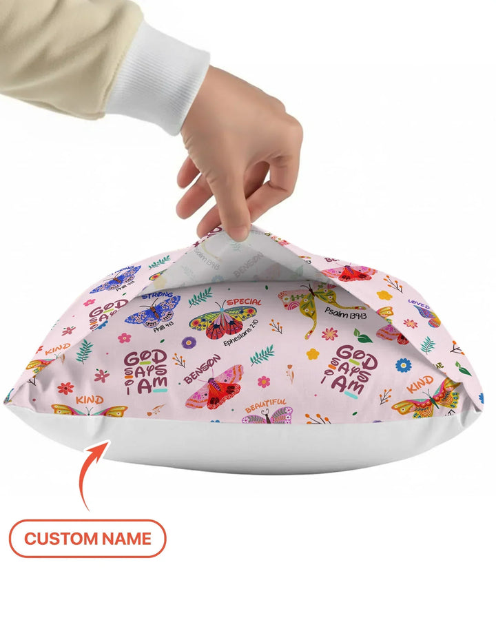 Custom Name God says I am Butterfly Bamboo Pillow Case