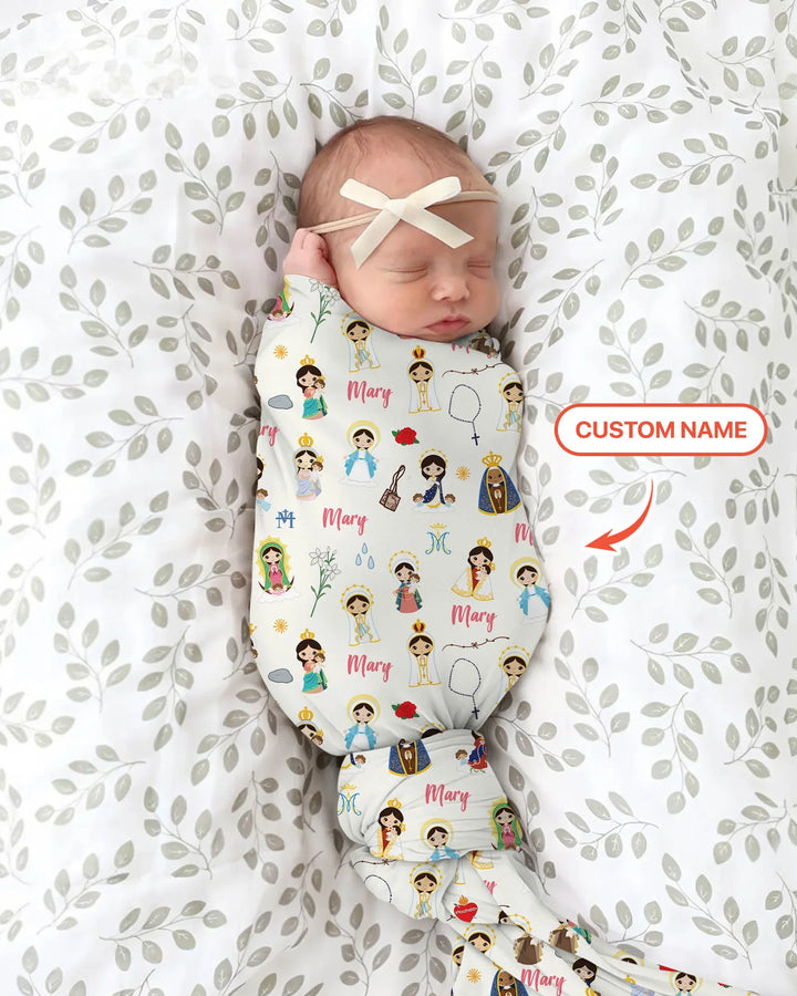 Custom Name Mother Mary swaddle blanket