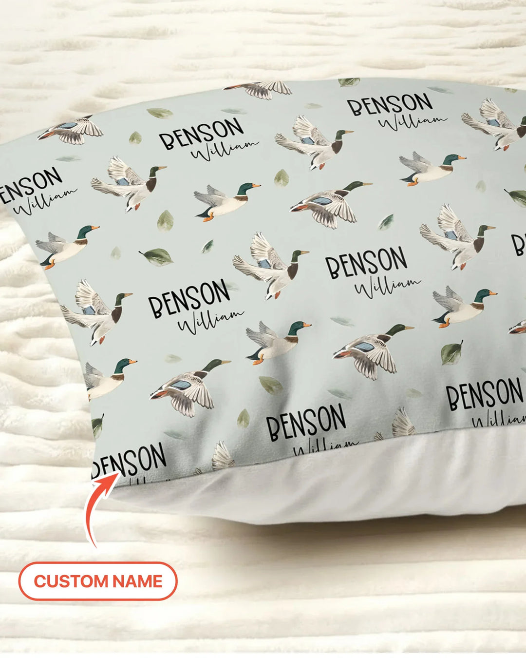 Custom Name Mallard Duck Bamboo Pillow Case