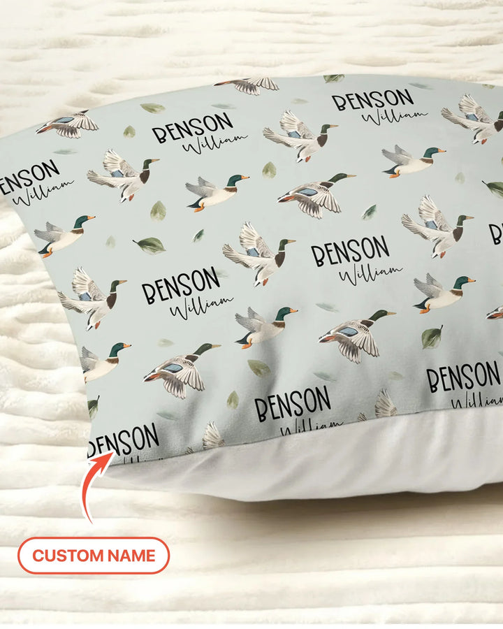 Custom Name Mallard Duck Bamboo Pillow Case
