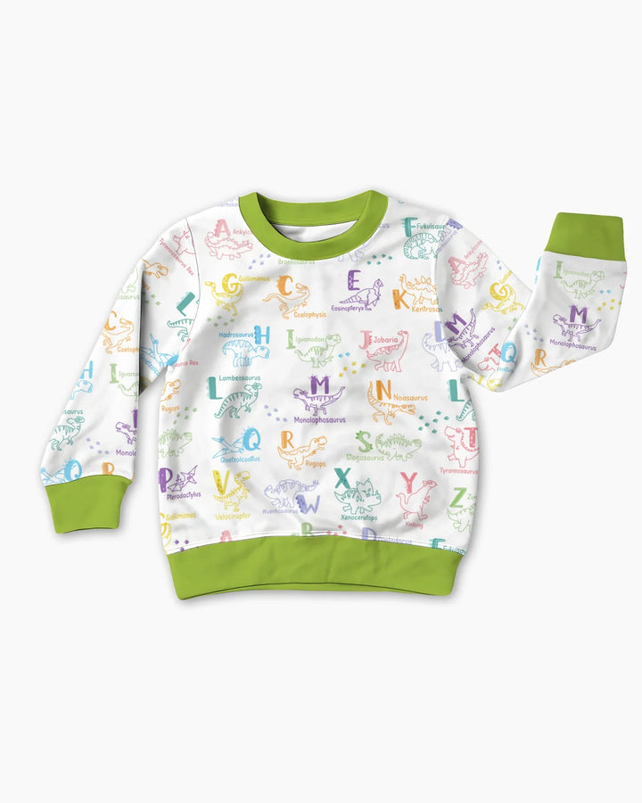 Dino Alphabet ABC Bamboo Crewneck Sweatshirt