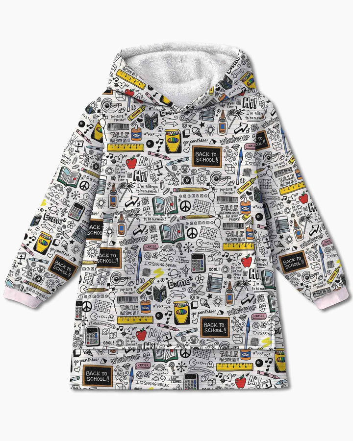 School Days Doodles Bamboo Blanket Hoodie