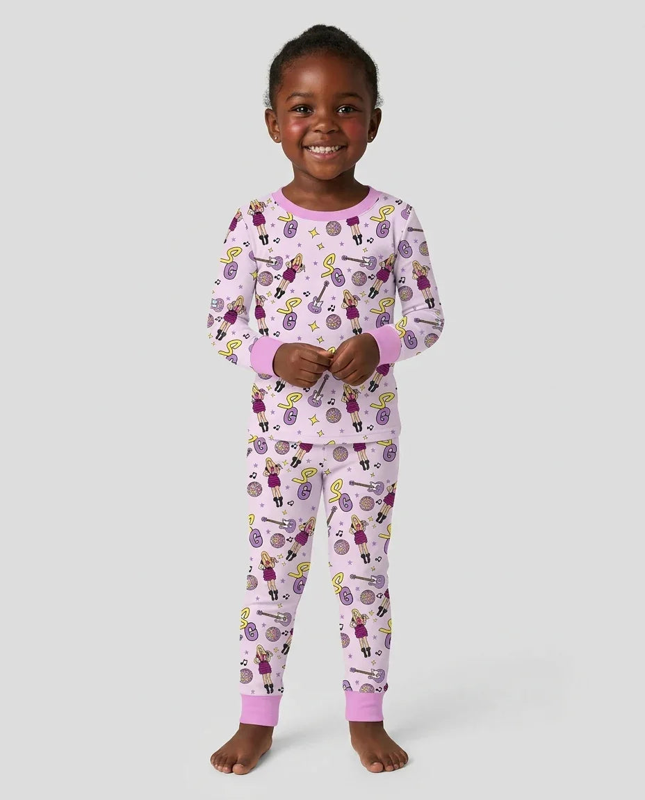 Custom Name Mini Rockstar Two Piece Long Sleeve Pajama Set