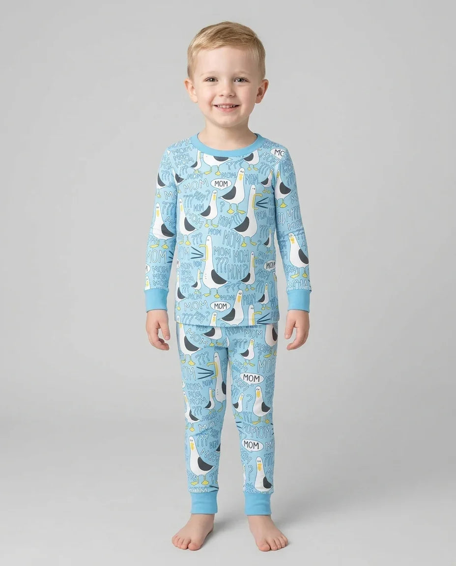 Funny Seagull MOM Two Piece Long Sleeve Pajama Set