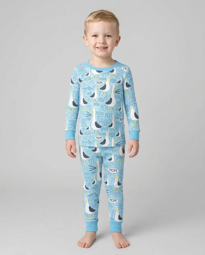 Funny Seagull MOM Two Piece Long Sleeve Pajama Set