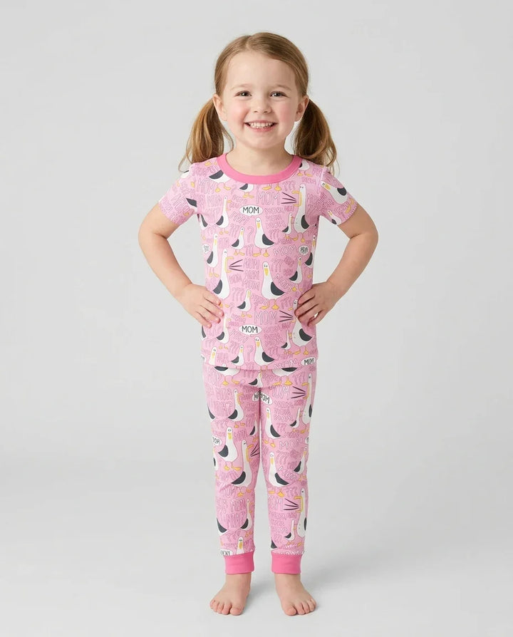 Funny Seagull MOM Two Piece Short Sleeve Pajama Set
