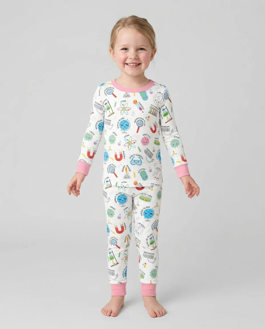 Science Fun Family Matching Bamboo Two Piece Long Sleeve Pajama Set