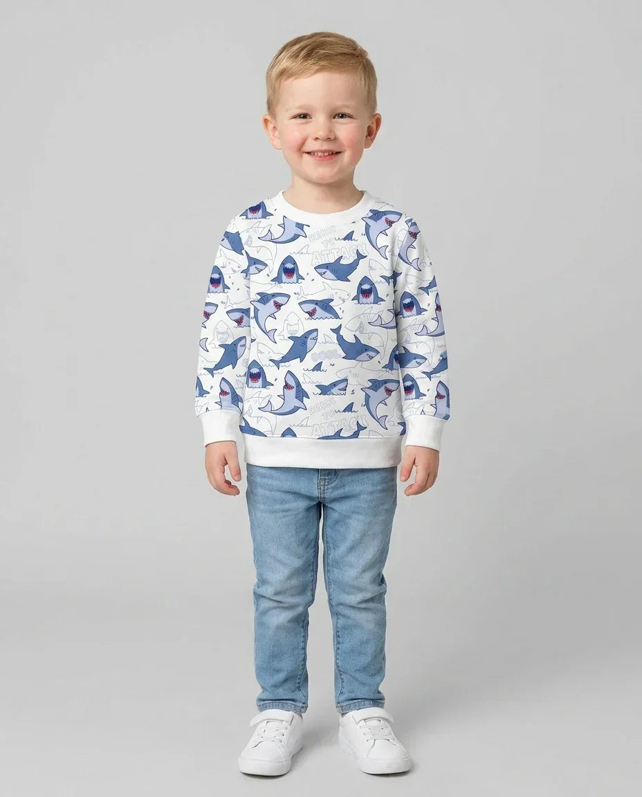 Big Sharks Attack Bamboo Crewneck Sweatshirt