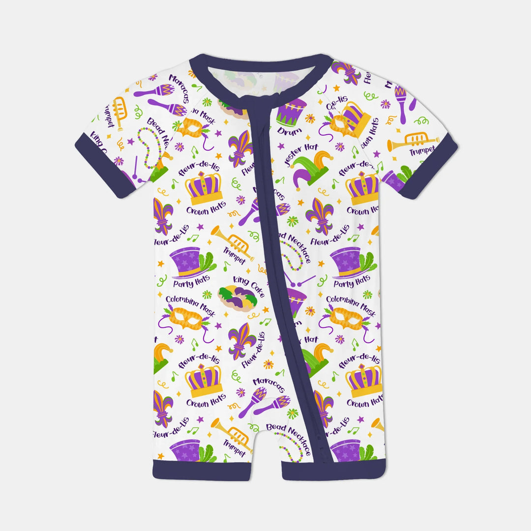 Mardi Gras Family Matching Bamboo Shorty Zippy