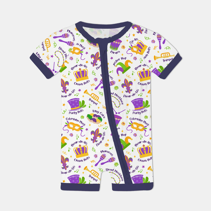 Mardi Gras Family Matching Bamboo Shorty Zippy