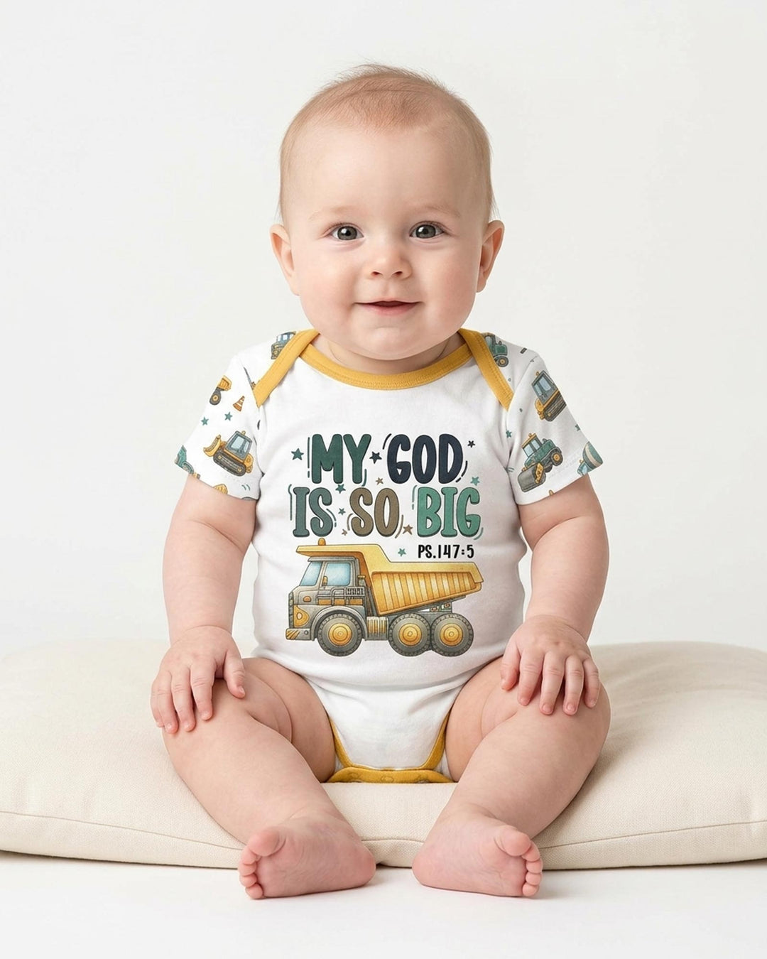 Construction Vehicles My God Is So Big Bamboo Bodysuit