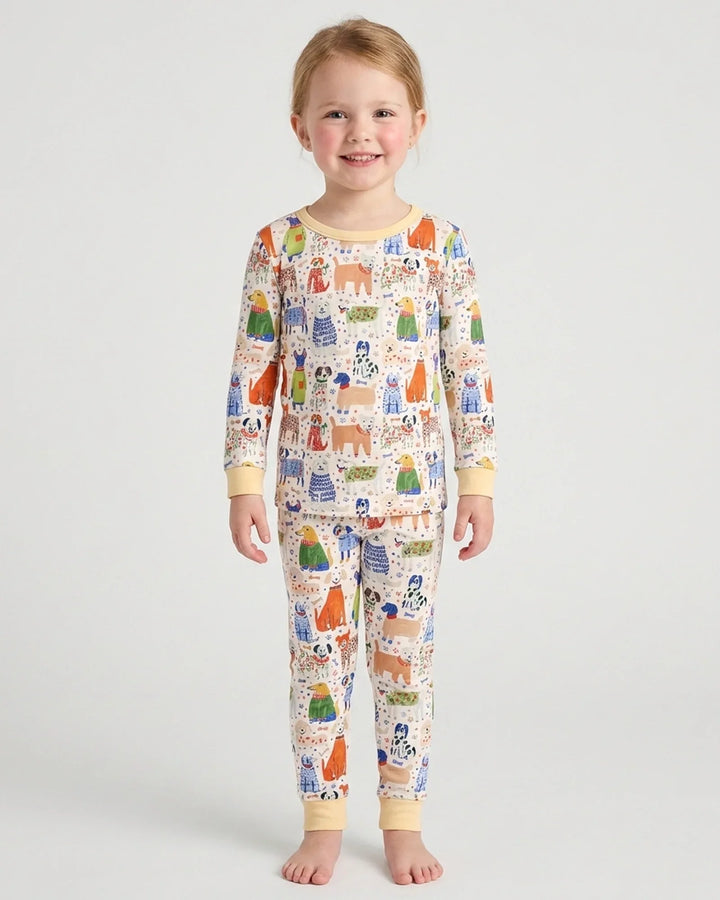 Whimsical Puppy Bamboo Two Piece Long Sleeve Pajama Set