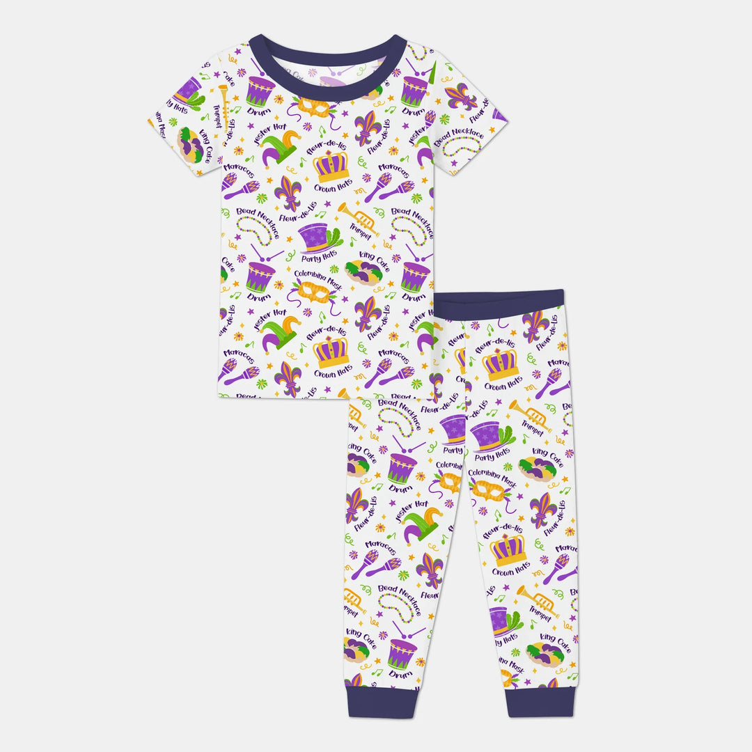 Mardi Gras Family Matching Bamboo Two Piece Short Sleeve Pajama Set