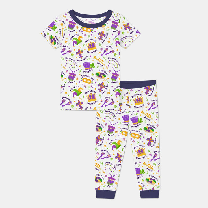 Mardi Gras Family Matching Bamboo Two Piece Short Sleeve Pajama Set