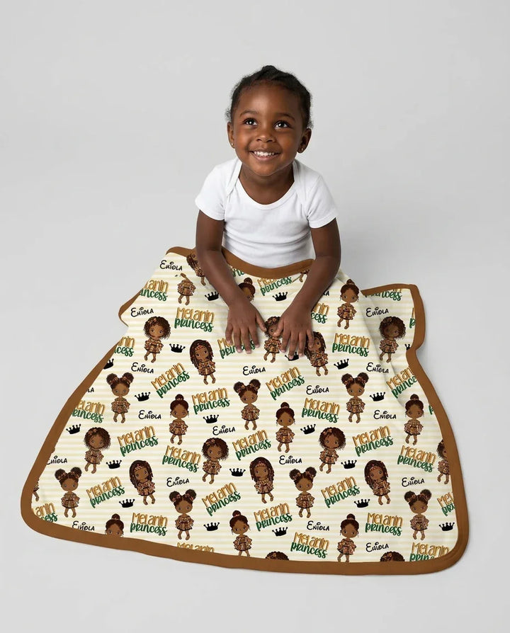 Custom Name Melanin Princess Bamboo Blanket