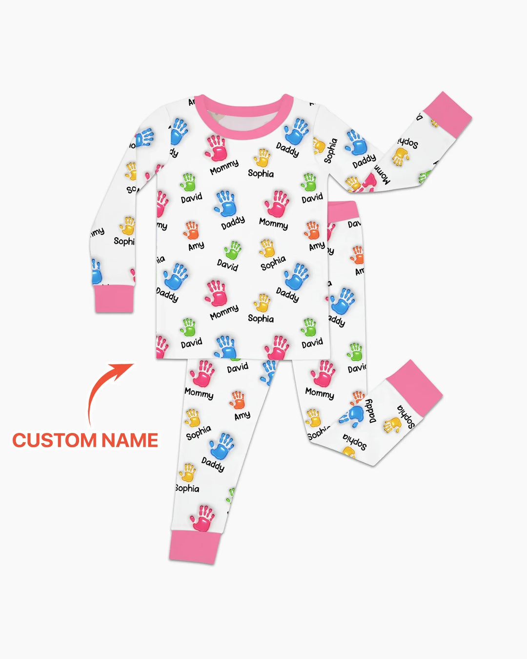 First Mother Day - Handprints Bamboo Two Piece Long Sleeve Pajama Set