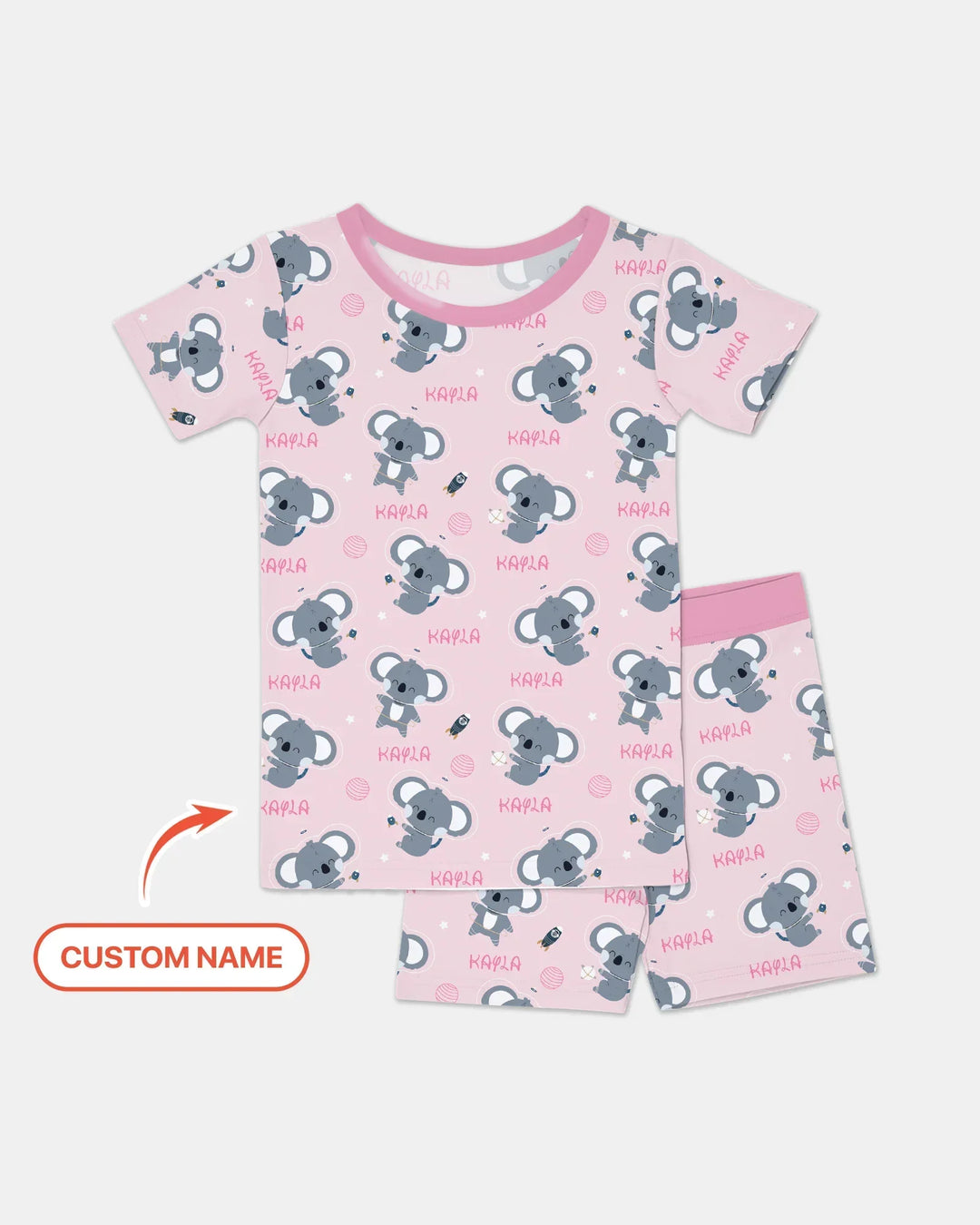 Custom Name Cosmic Koala Bamboo Two Piece Short Sleeve Shorts Pajama Set