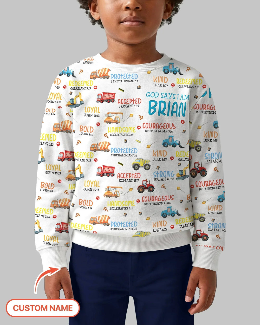 Personalized God Says I Am Little Builder Bamboo Crewneck Sweatshirt