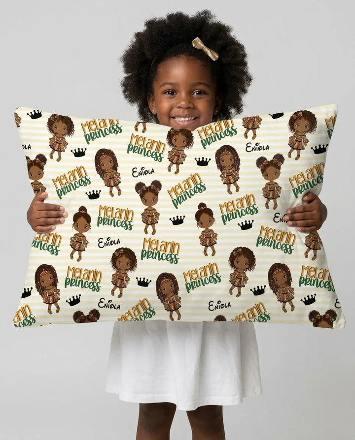 Custom Name Melanin Princess Bamboo Pillow Case