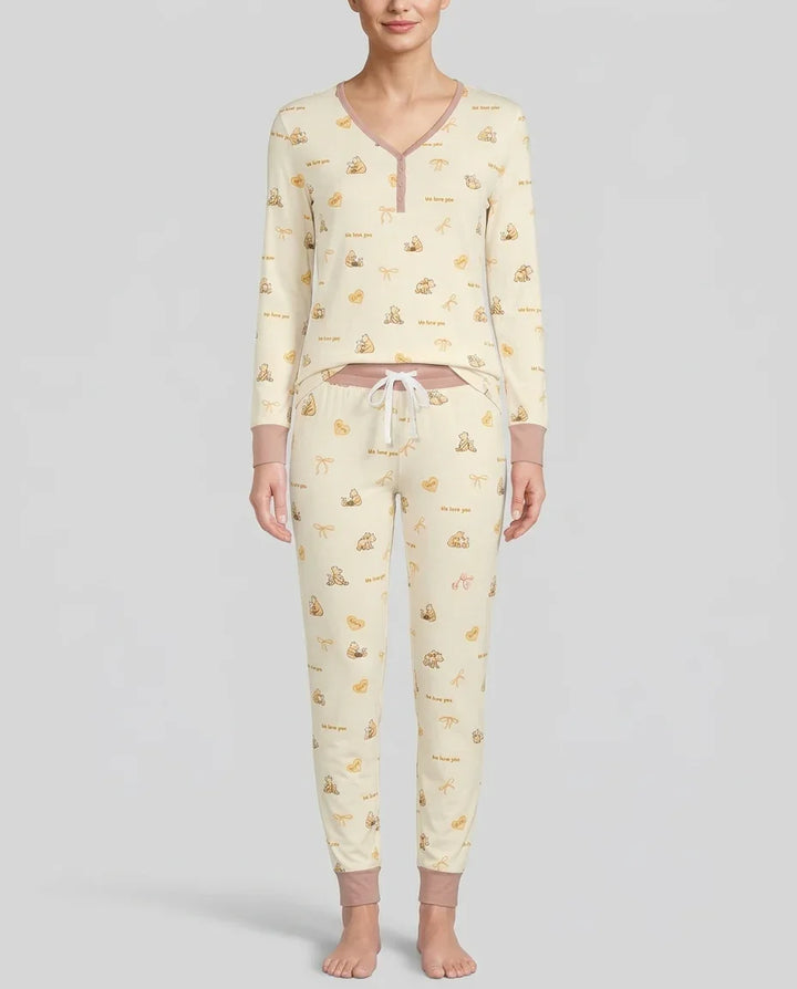 Sweat Yellow Mama Bear Women Pajama Set