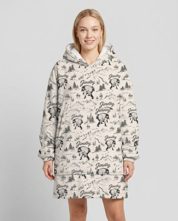 Vintage Jimothy Racoon Family Matching Bamboo Blanket Hoodie