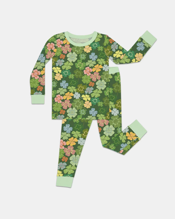Lucky 4 Leaf Clover Bamboo Two Piece Long Sleeve Pajama Set