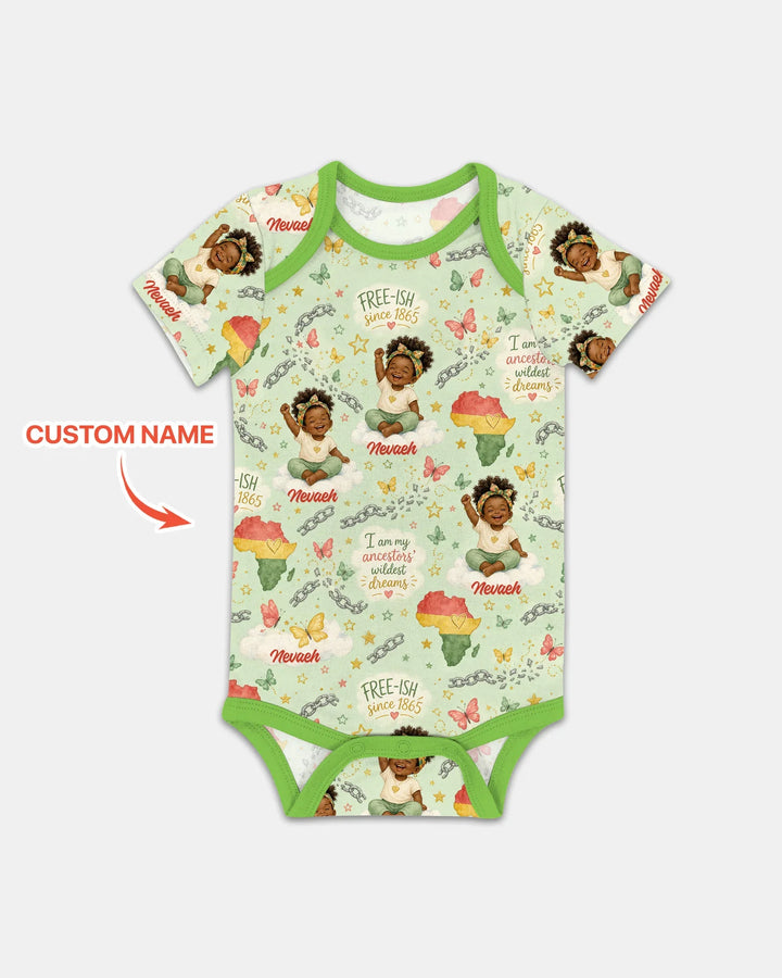 Custom Name Juneteenth I Am My Ancestors' Wildest Dream Bamboo Bodysuit