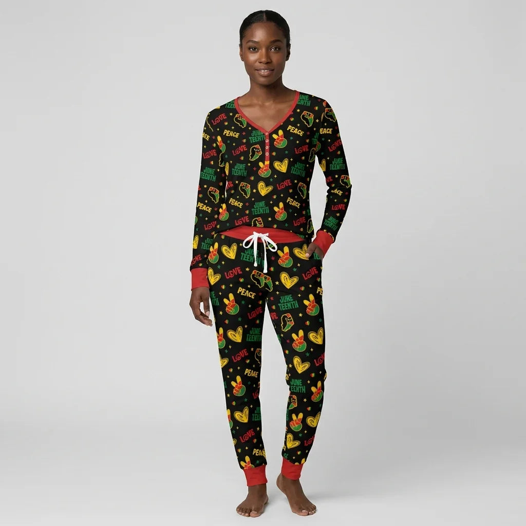 Peace Love Juneteenth Bamboo Women Pajama Set