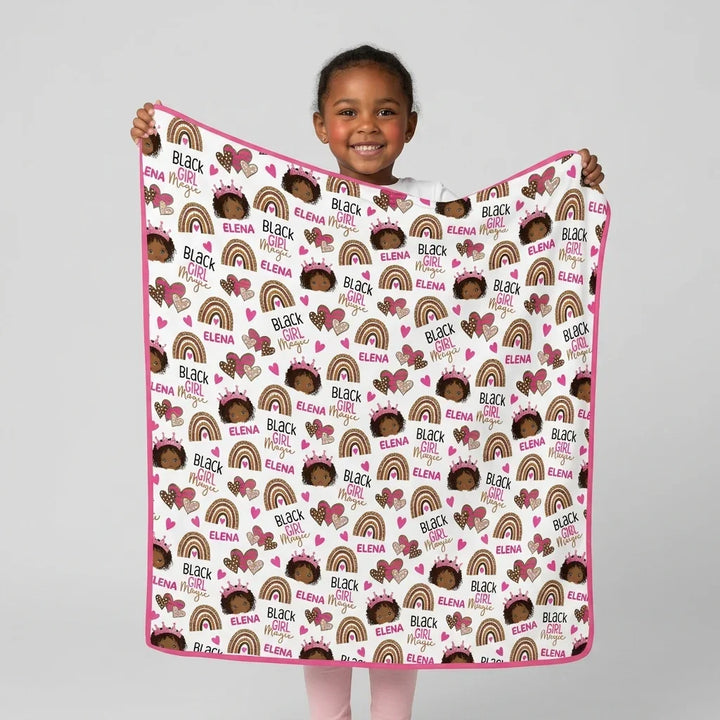 Custom Name Black Girl Magic Bamboo Blanket