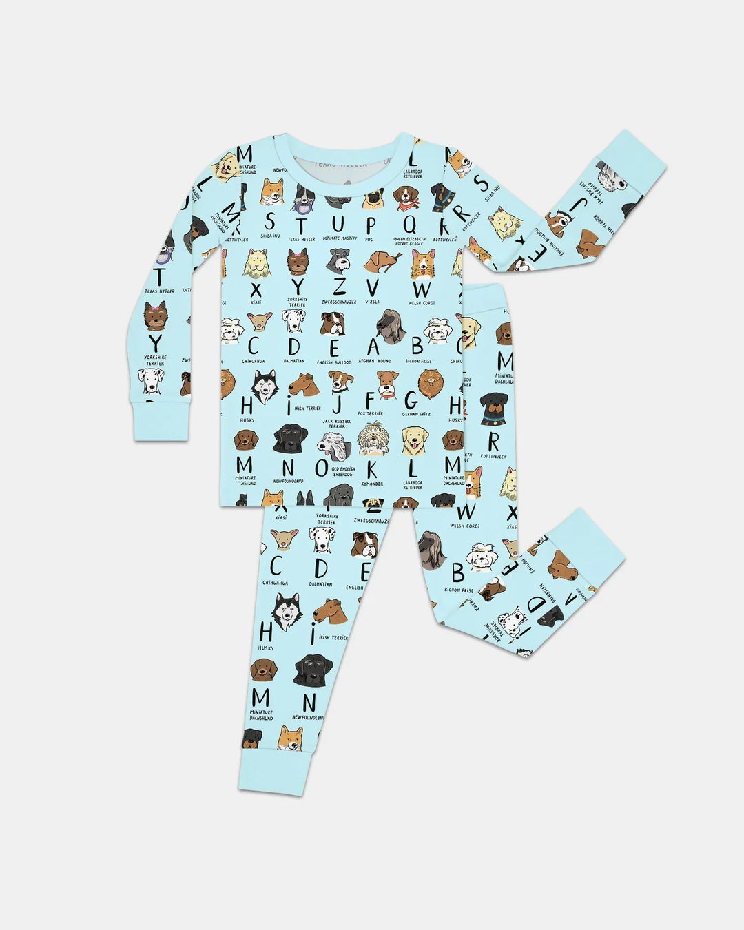 Funny Dogs Alphabet Bamboo Two Piece Long Sleeve Pajama Set