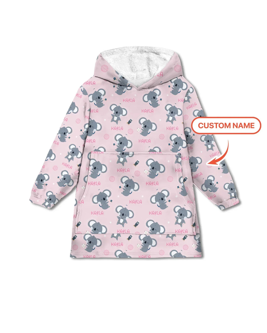 Custom Name Cosmic Koala Bamboo Blanket Hoodie