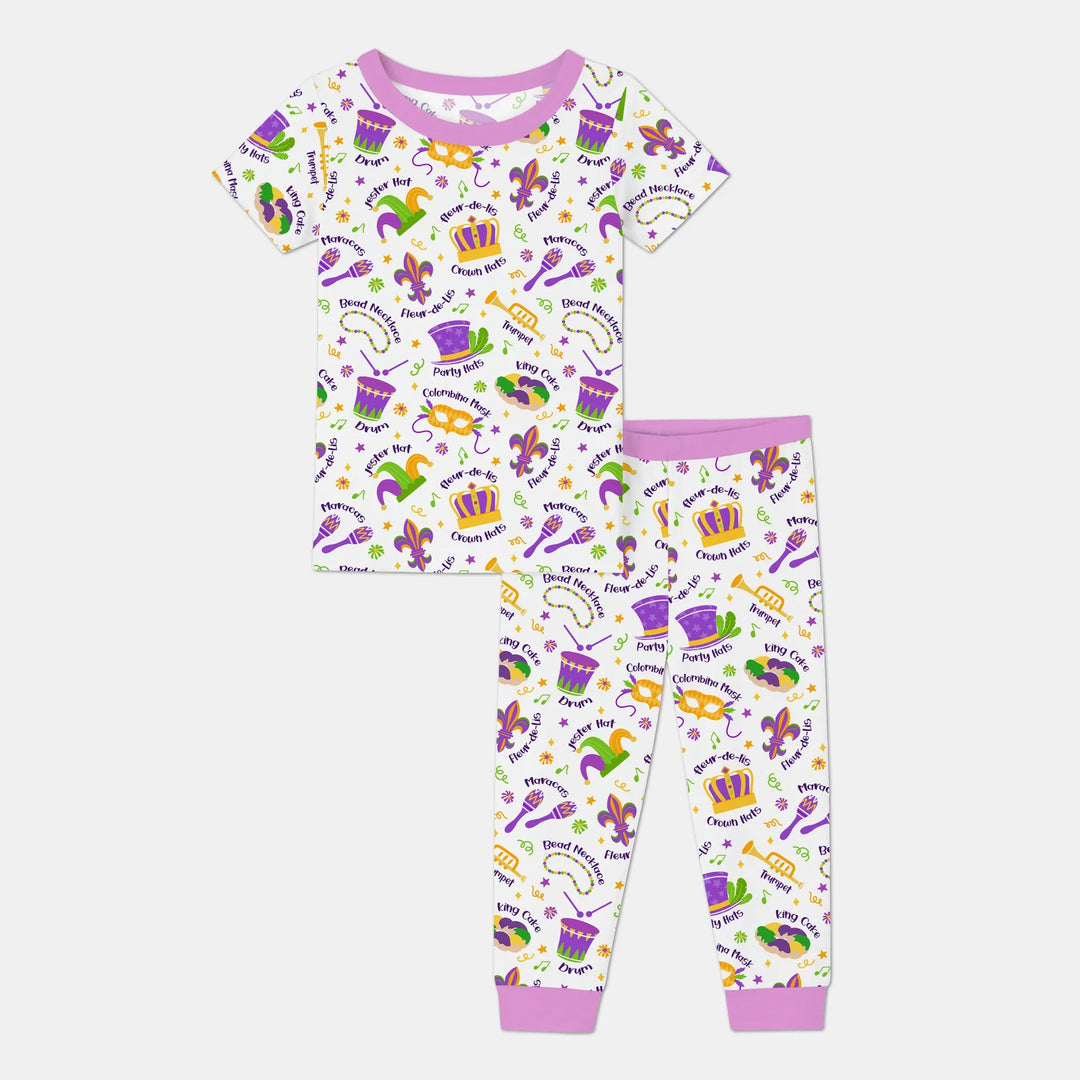 Mardi Gras Family Matching Bamboo Two Piece Short Sleeve Pajama Set