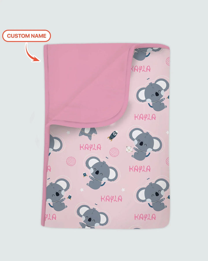 Custom Name Cosmic Koala Bamboo Blanket