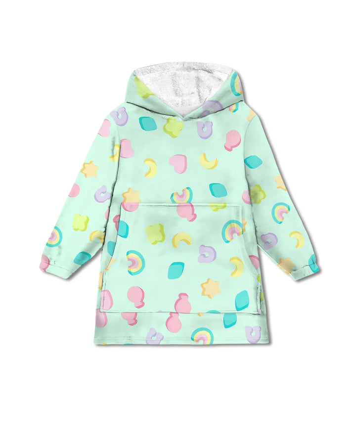Pastel Lucky Charms Scatter Wearable Bamboo Blanket Hoodie