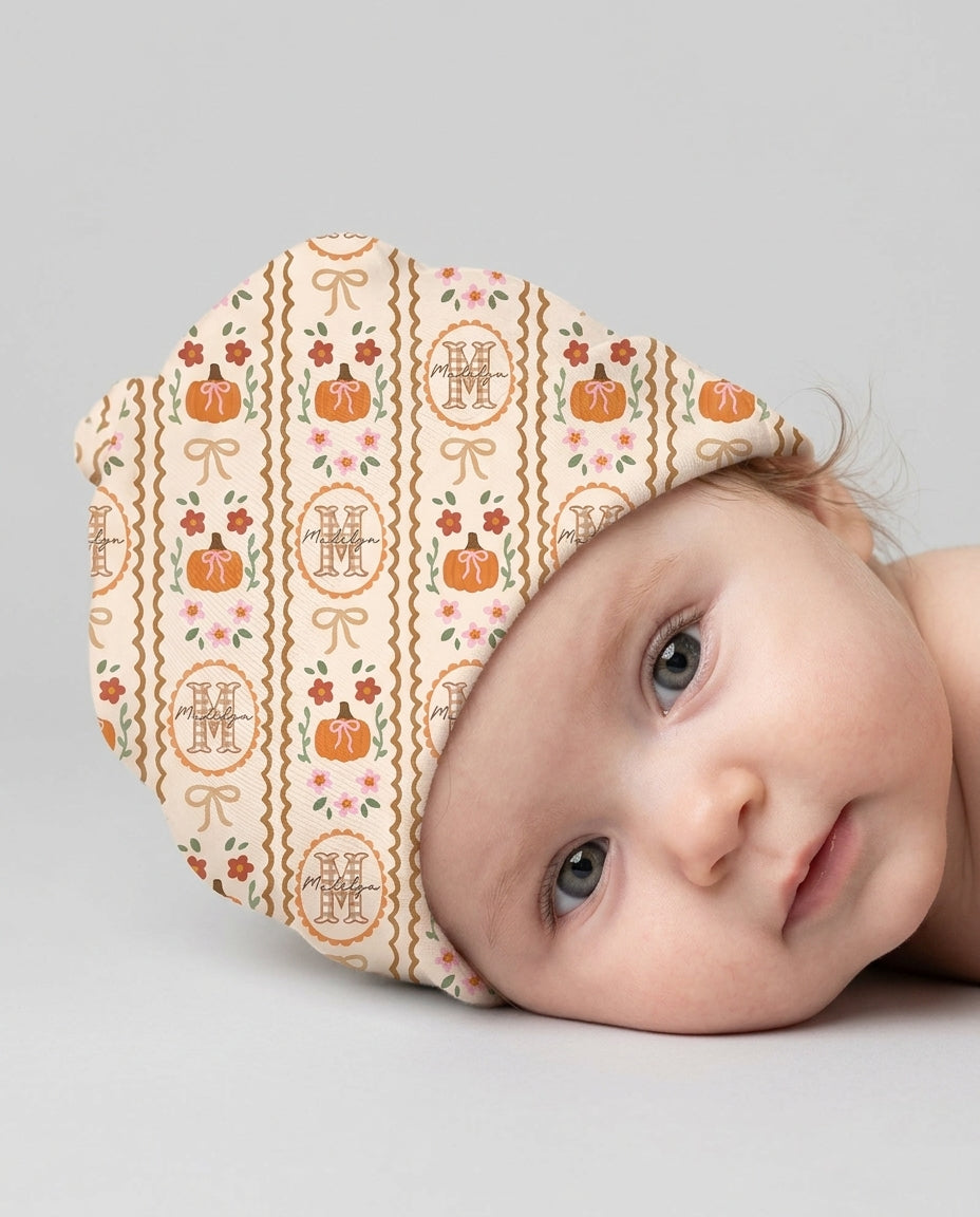Custom Name Pumpkin Cottage Bamboo Knotted Hat