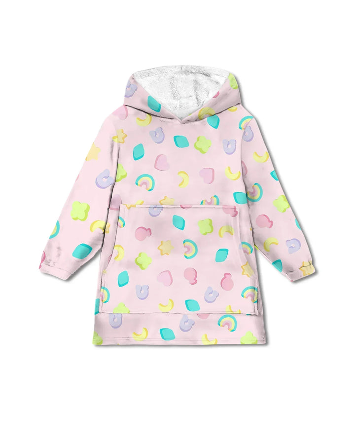 Pastel Lucky Charms Scatter Wearable Bamboo Blanket Hoodie