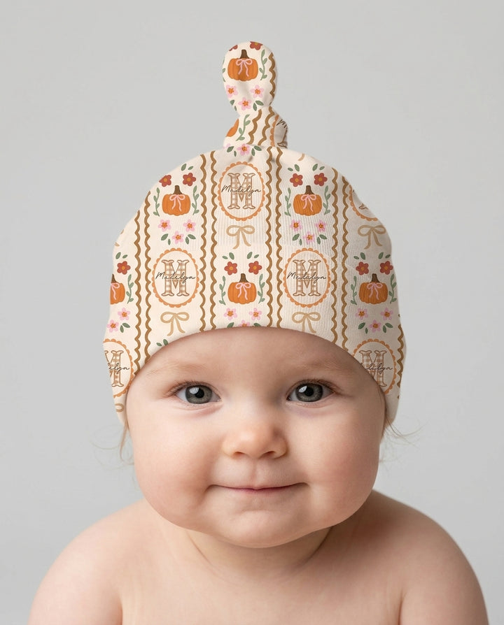 Custom Name Pumpkin Cottage Bamboo Knotted Hat