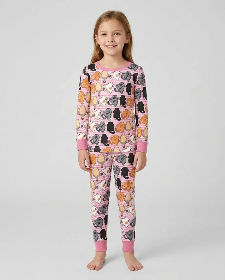Funny Cat Butts Club Family Matching Bamboo Two Piece Long Sleeve Pajama Set