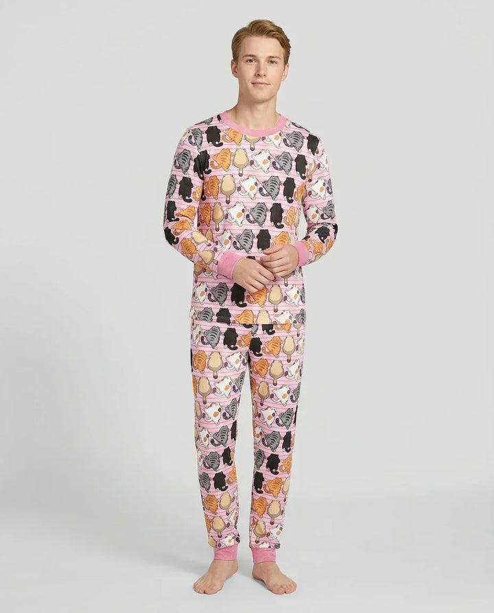 Funny Cat Butts Club Family Matching Bamboo Men's Pajama Set